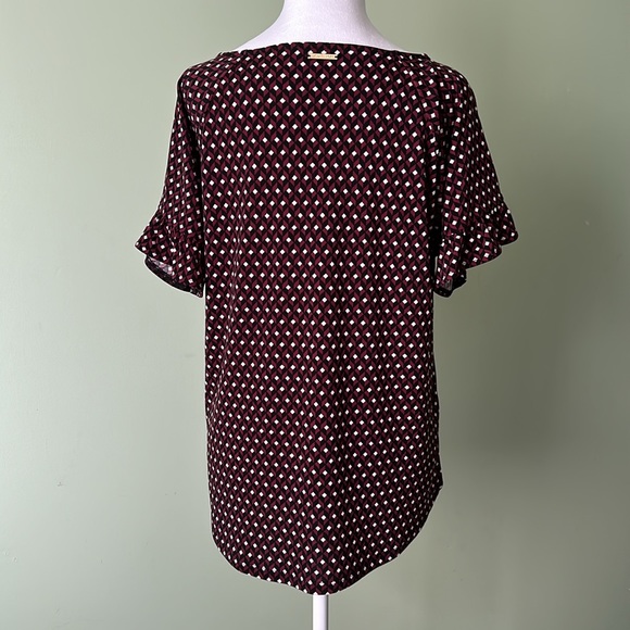 MICHAEL KORS Burgundy Flutter Sleeve Top Size Medium - Picture 5 of 11